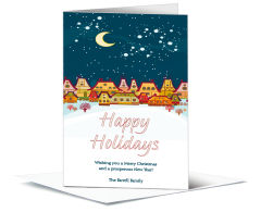 Happy Holidays Christmas Village Cards  5.50